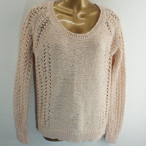 Boston proper peach crocheted sweater size S